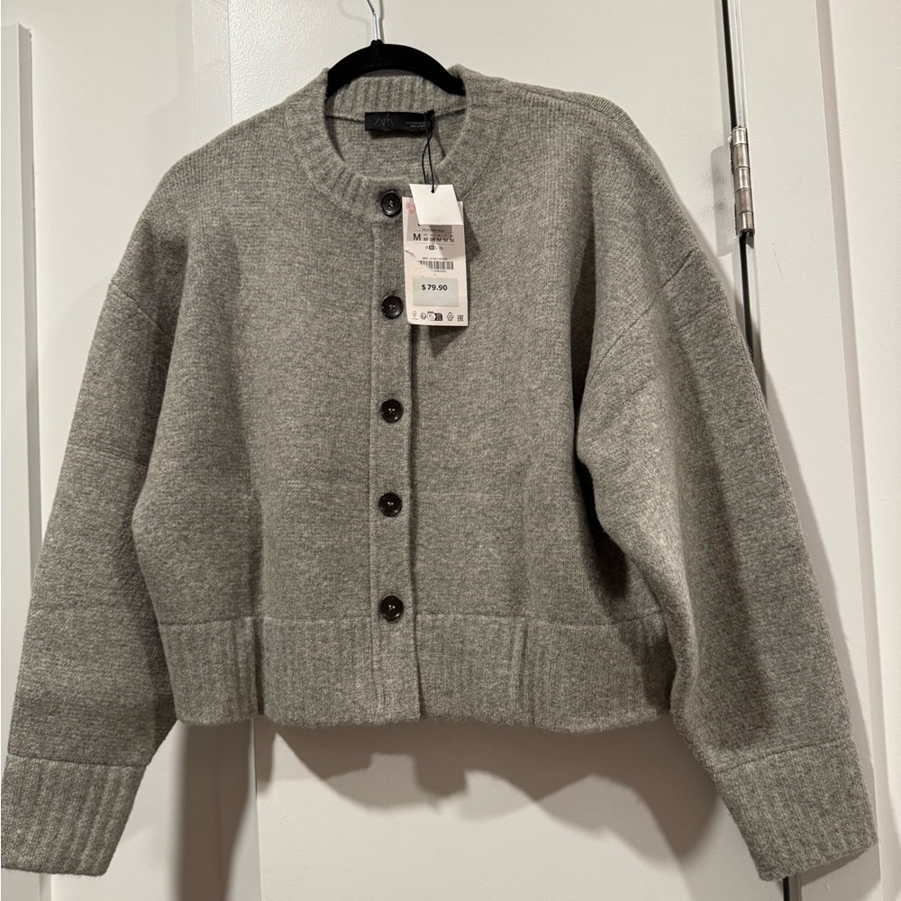 Zara Heather Gray Knit Cardigan